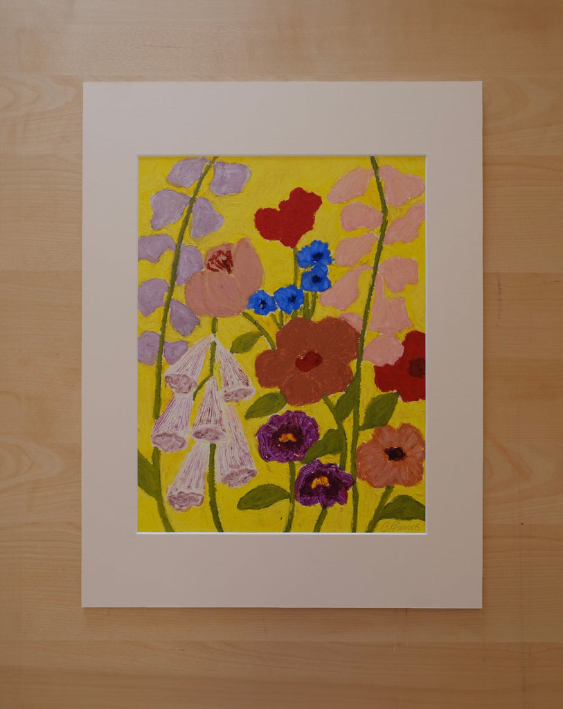 Carla Llanos Original Artwork  FLOWERS ON YELLOW ORIGINAL PAINTING